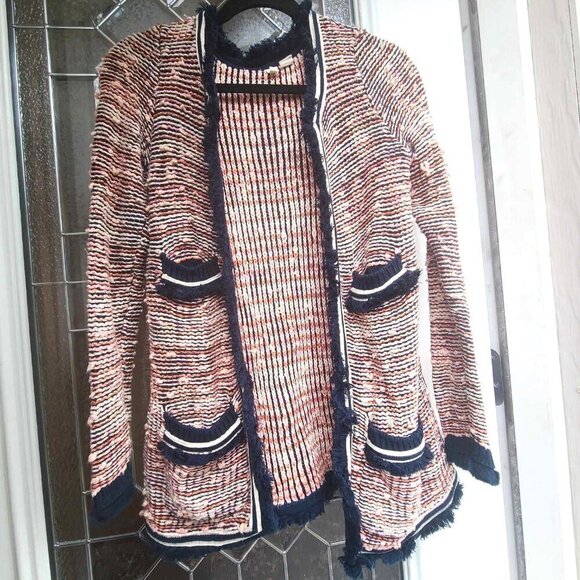 Anthropologie Moth Knit Boho Artsy Bohemian 70s Fringe Cardigan SMALL - Picture 1 of 11